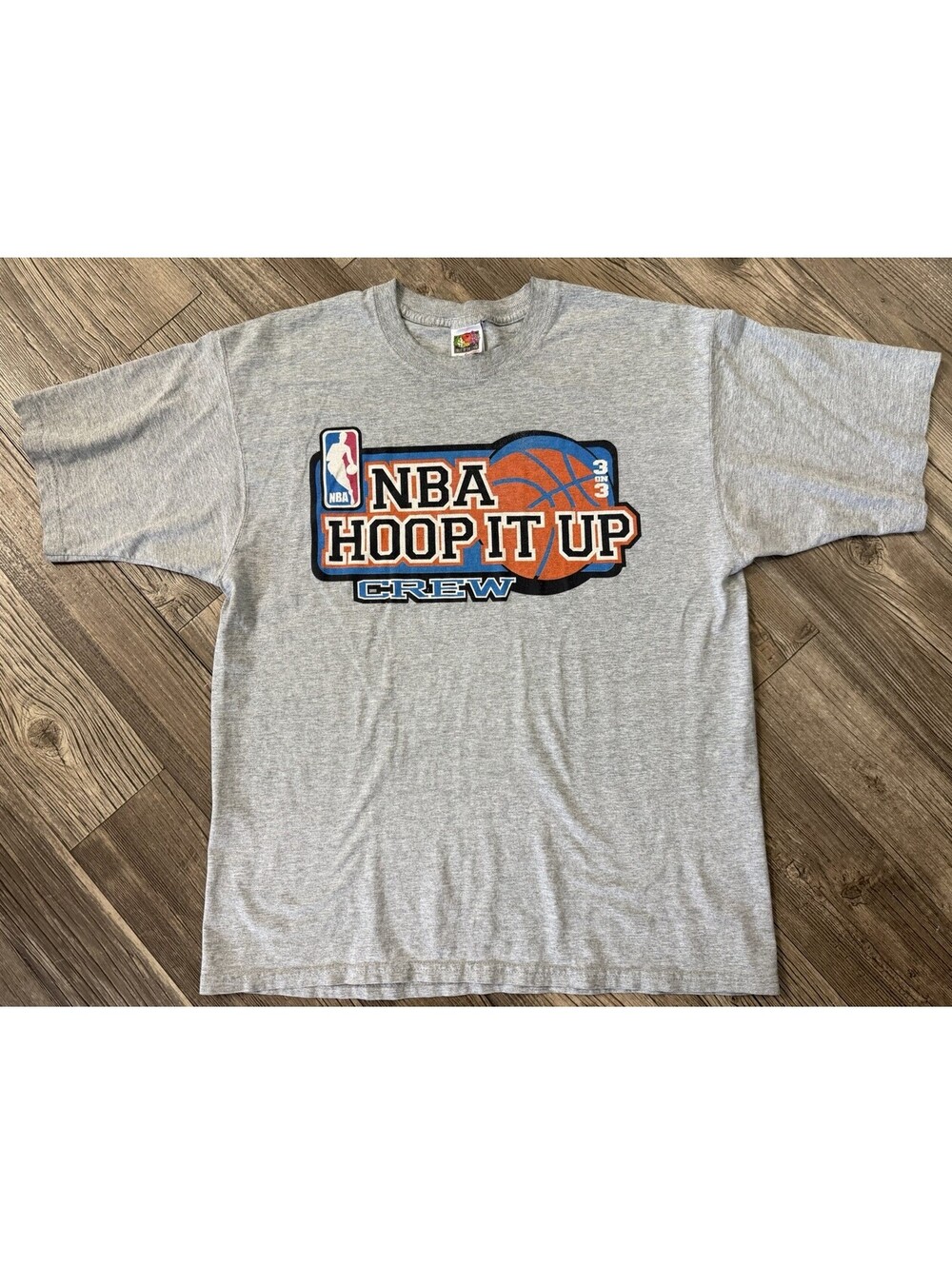 Vintage 90s NBA Hoop It Up 3 On 3 Basketball Crew T Shirt Gray Size L USA